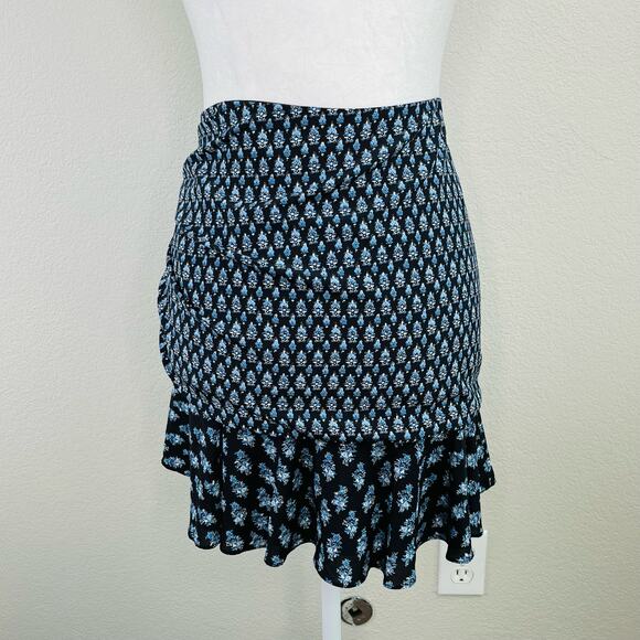 Veronica Beard Violet Silk Blend Ruched Floral Tie Mini Skirt Black 6/Small NWOT - Picture 4 of 15